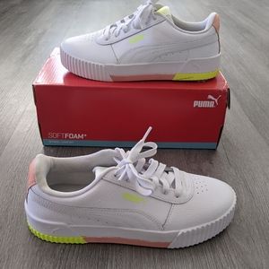 Puma Carina Sneaker White Neon Yellow Pink Sz7